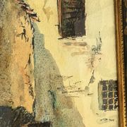 Watercolor by Emile Gudin (1874-1957), rue de Riez, southern town