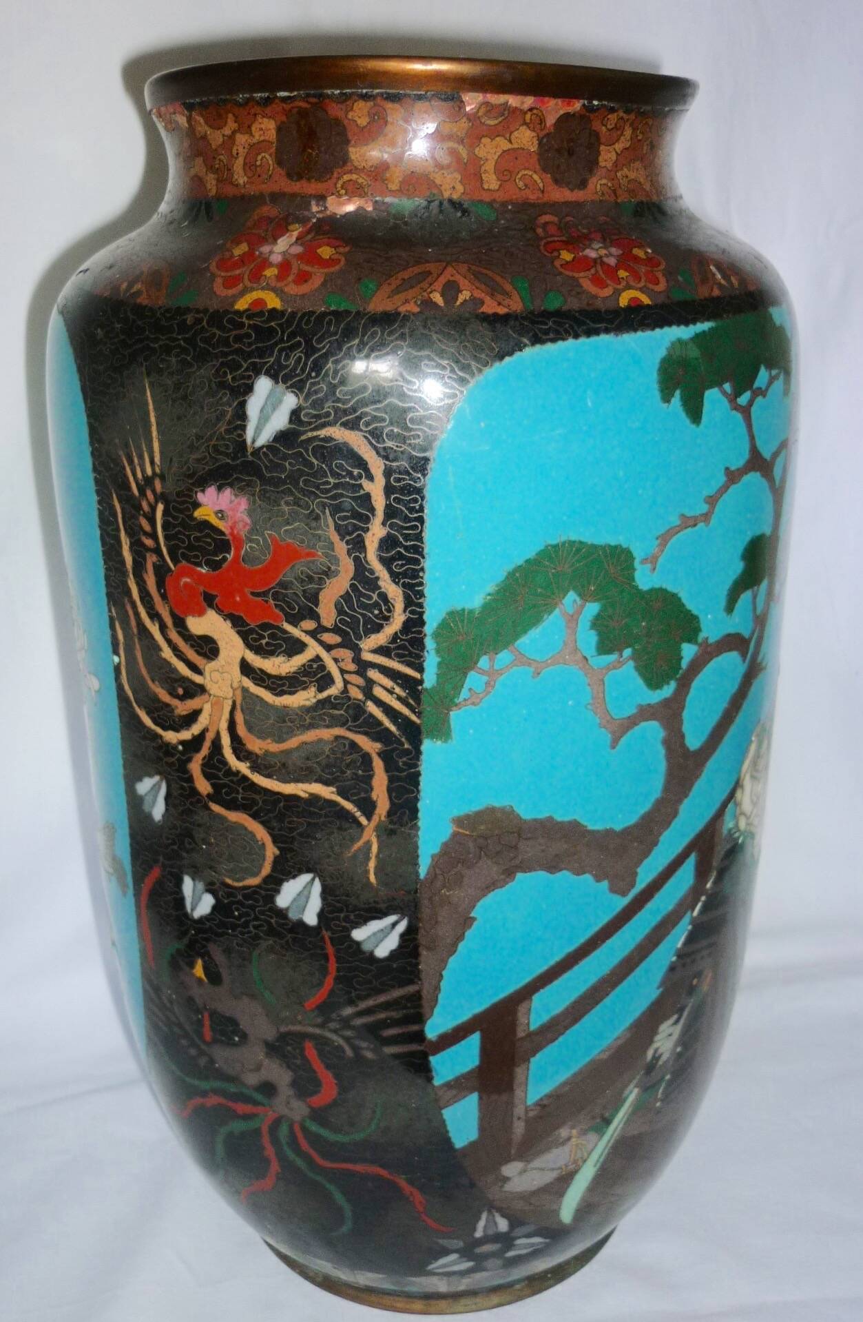 Old Chinese vase in cloisonné enamels 33 cm