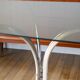 Coffee table in smoked glass and chrome legs, Design, 1970