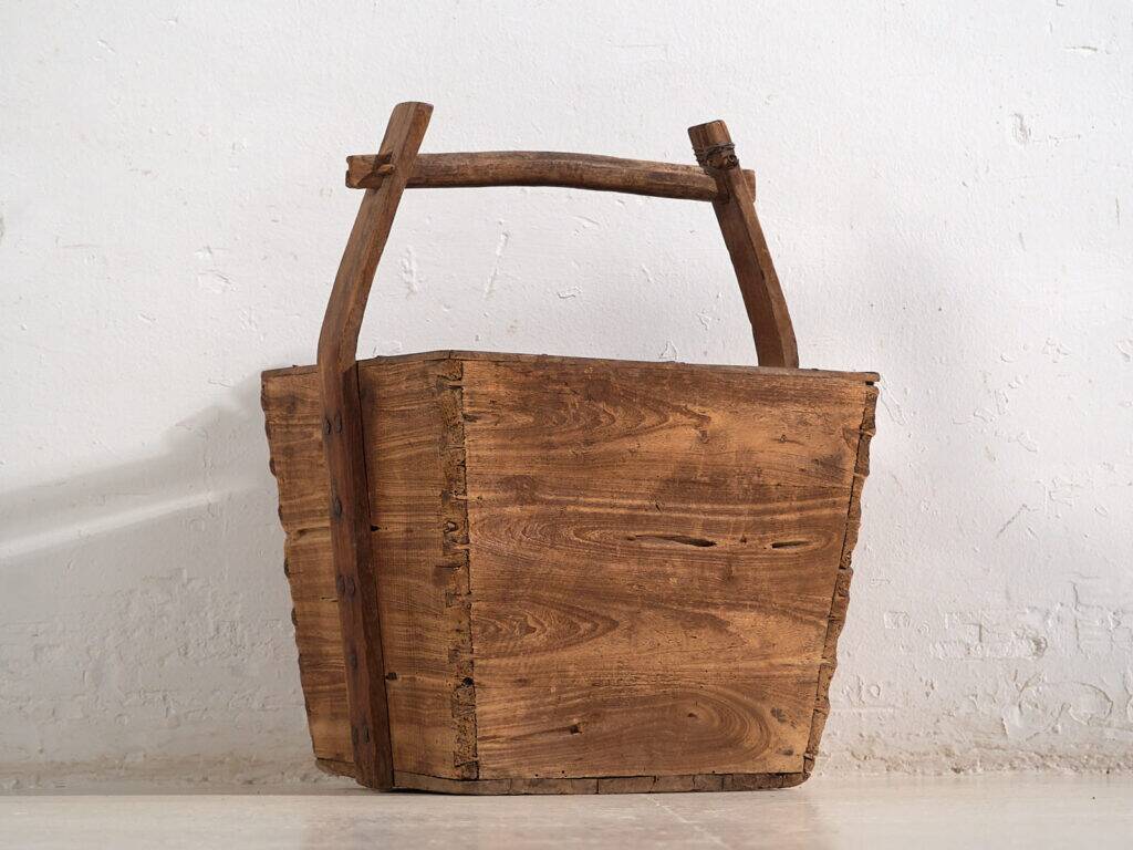 Antique solid wood basket (c.1900) #9