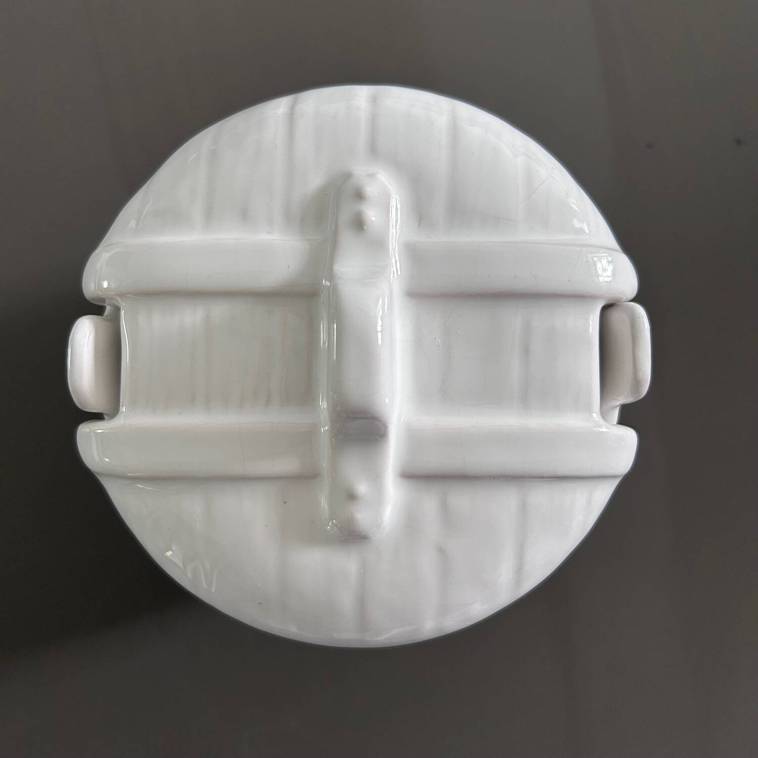 Earthenware barrel butter dish