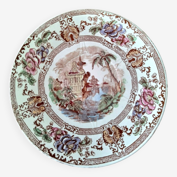 Assiette plate a décor japonisant Longwy Modèle Cyprus
