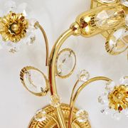 Pair of wall sconces flower in crystal with gilded brass by Ernst Palme, Palwa Germany, 1970s.