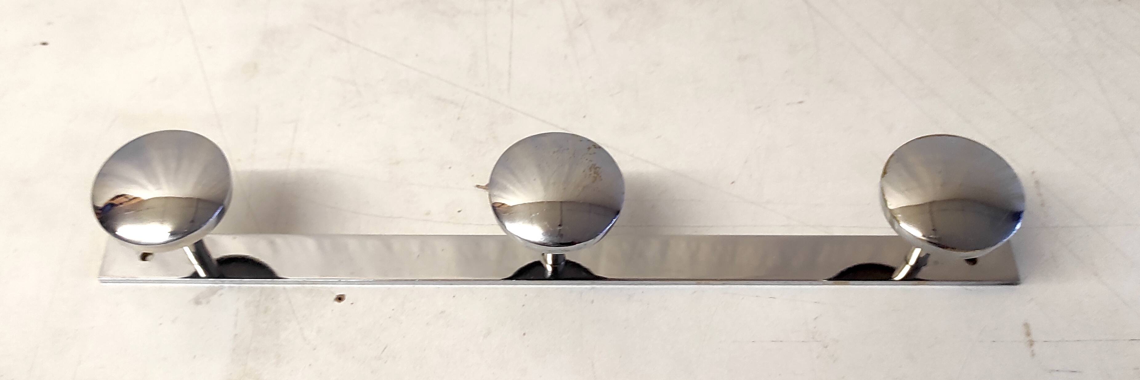 Chrome metal wall coat rack - mid 20th century