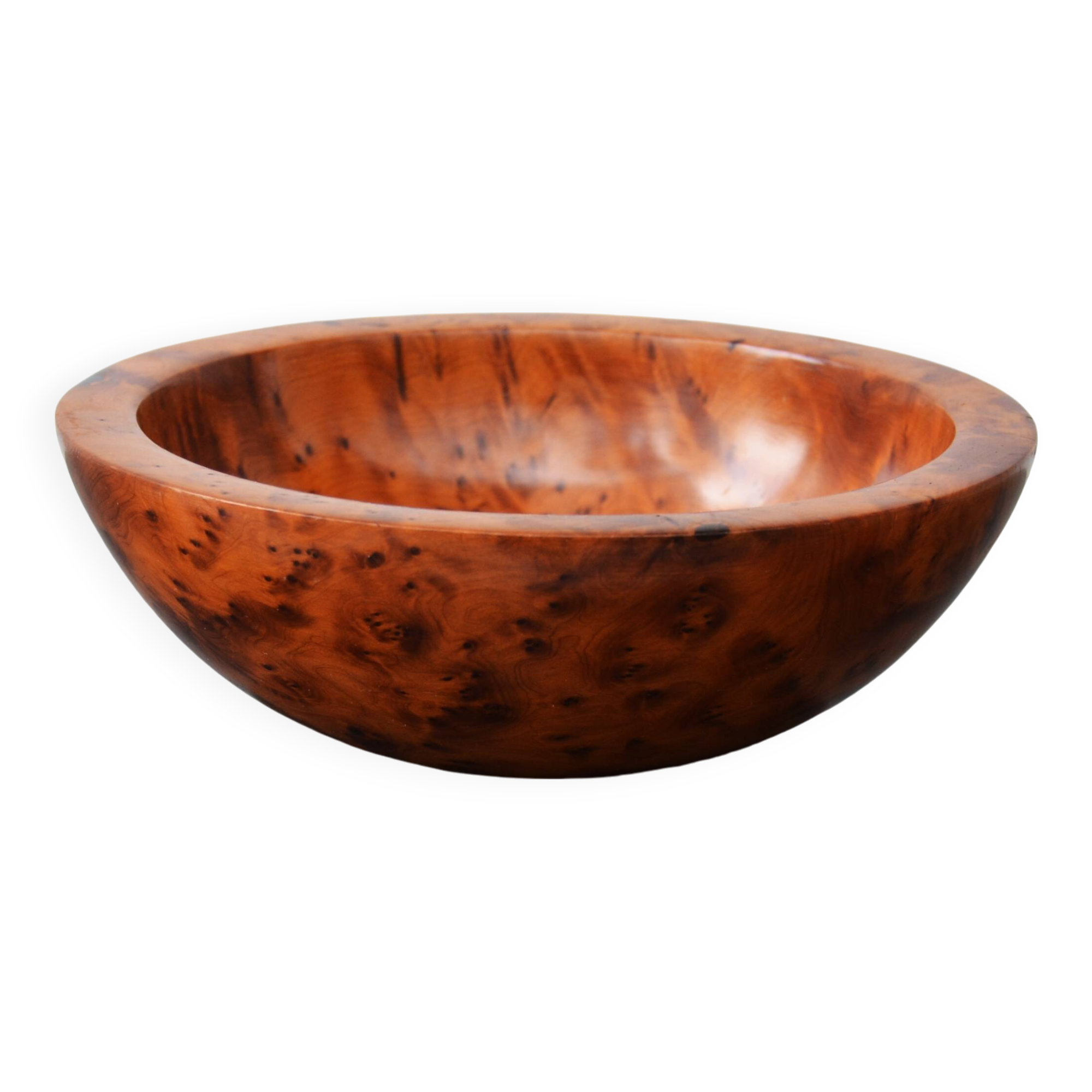 Mid Century Turned Oak Burl Bowl  Centerpiece Bowl