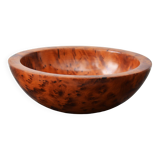 Mid Century Turned Oak Burl Bowl  Centerpiece Bowl
