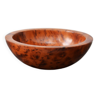 Mid Century Turned Oak Burl Bowl  Centerpiece Bowl
