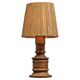 Mid-Century Accent Table Lamp in Solid Oak and Patinated Brass