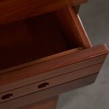 Six Drawer Walnut Sideboard with Circular Handles, 1980s