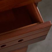 Buffet en noyer à six tiroirs avec poignées circulaires, années 1980