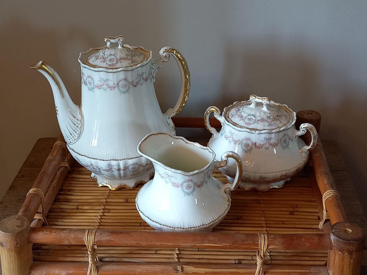 Tea service coffee porcelain Limoges Émile Bourgeois old 19th 20th