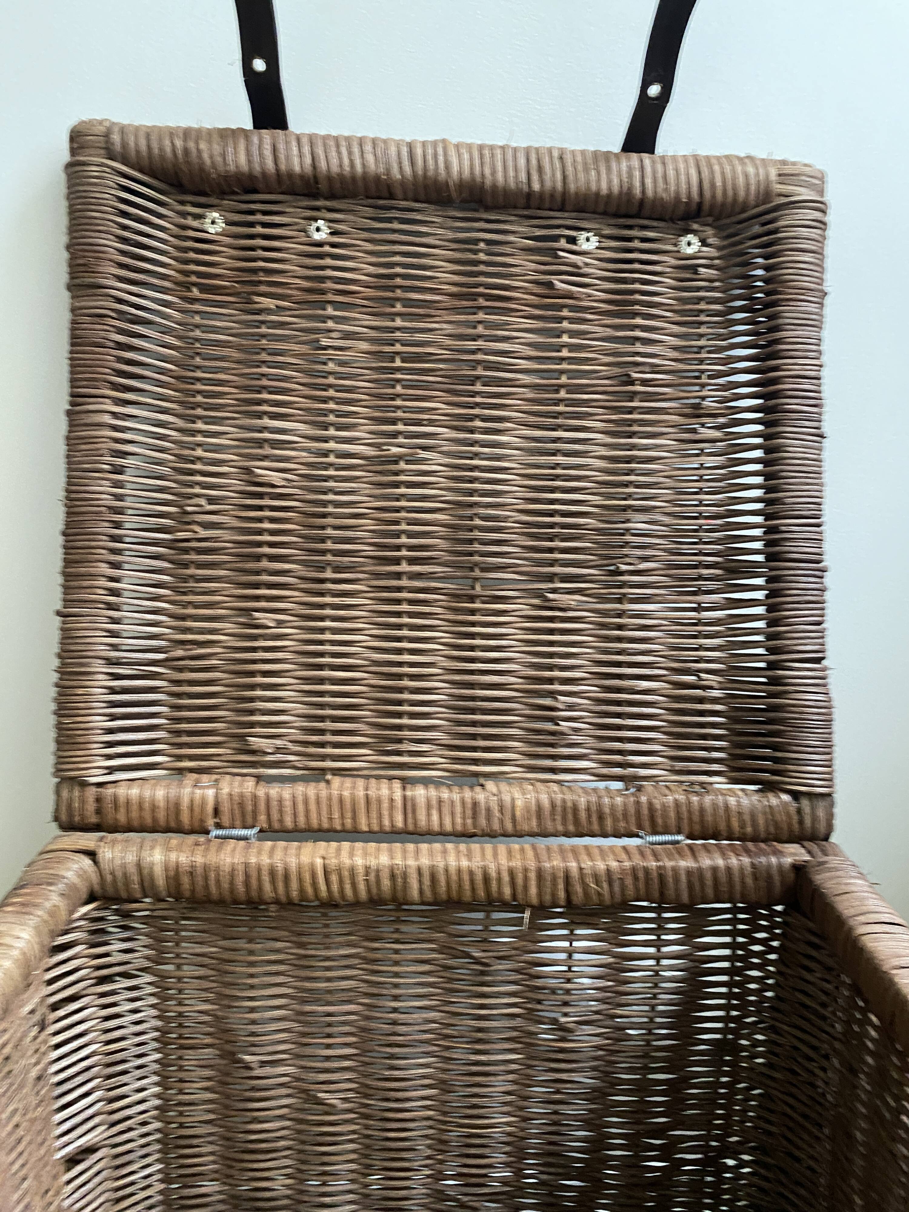 Set of two large trunks, vintage wicker storage chests