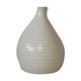White and yellow striped handmade vase
