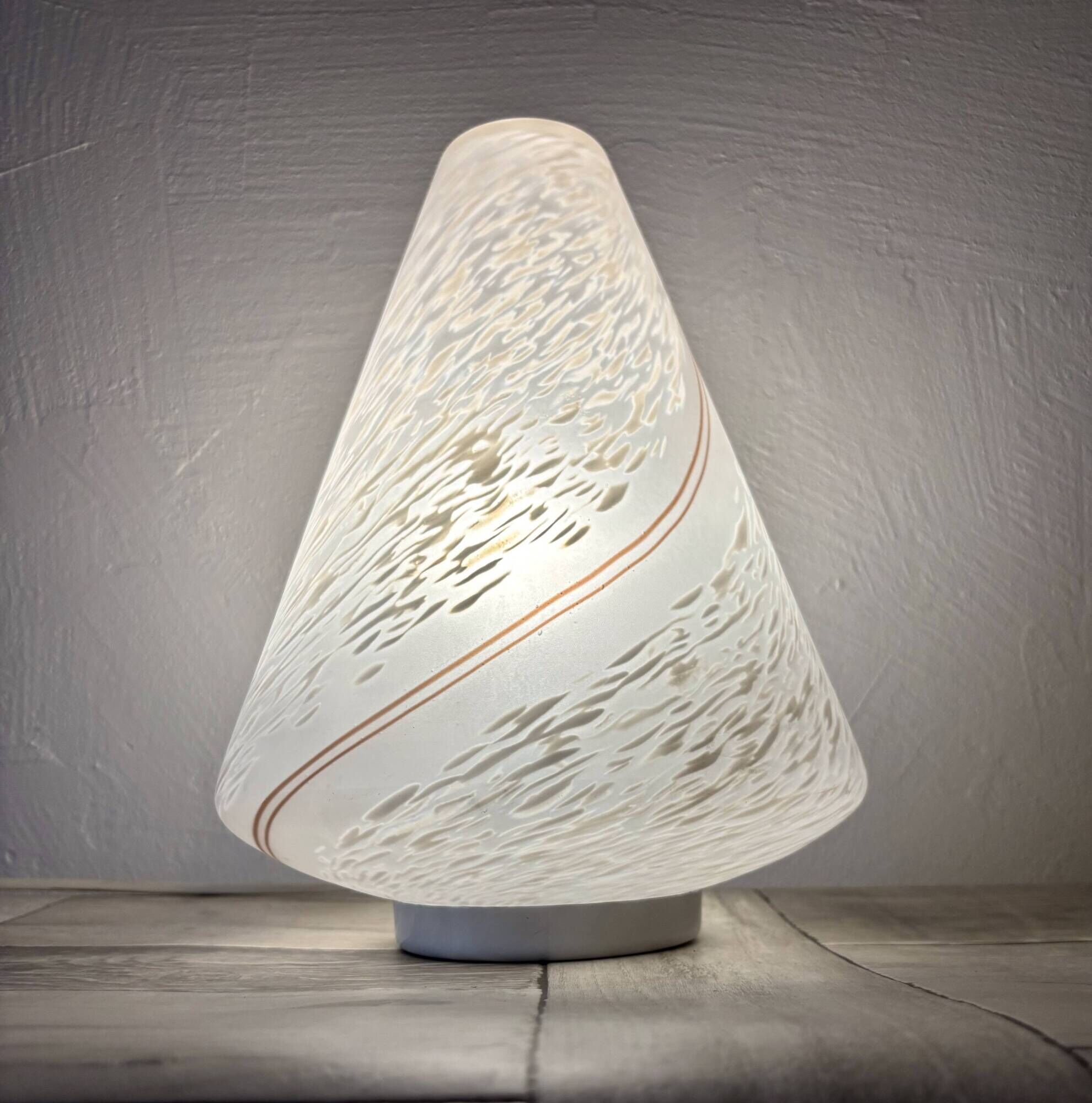 Vintage Murano Swirl Cone Lamp - Original Label - 1970s