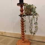 Refurbished Vintage Twisted Side Table - Terracotta, Walnut & Copper