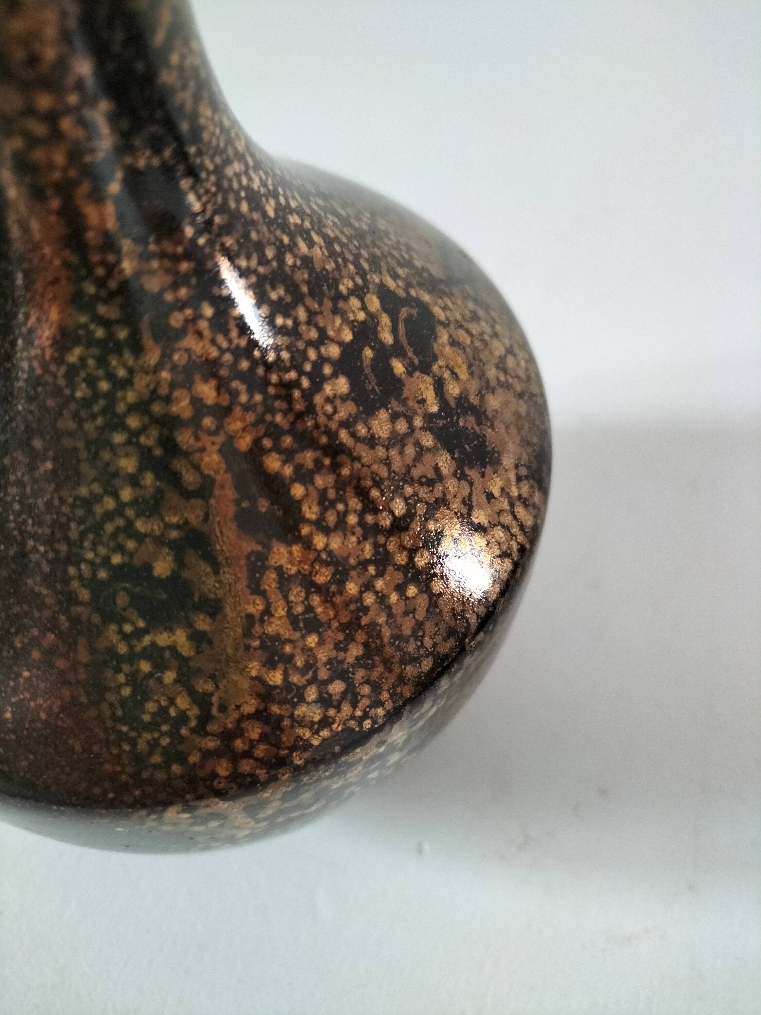 Glazed stoneware pitcher in coppery brown – Potter's work, France, 1970s