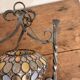 Colourful Stained Glass Wall Sconce with Wrought Iron and Cabochons Lamp