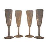 4 flutes carved Crystal Baccarat