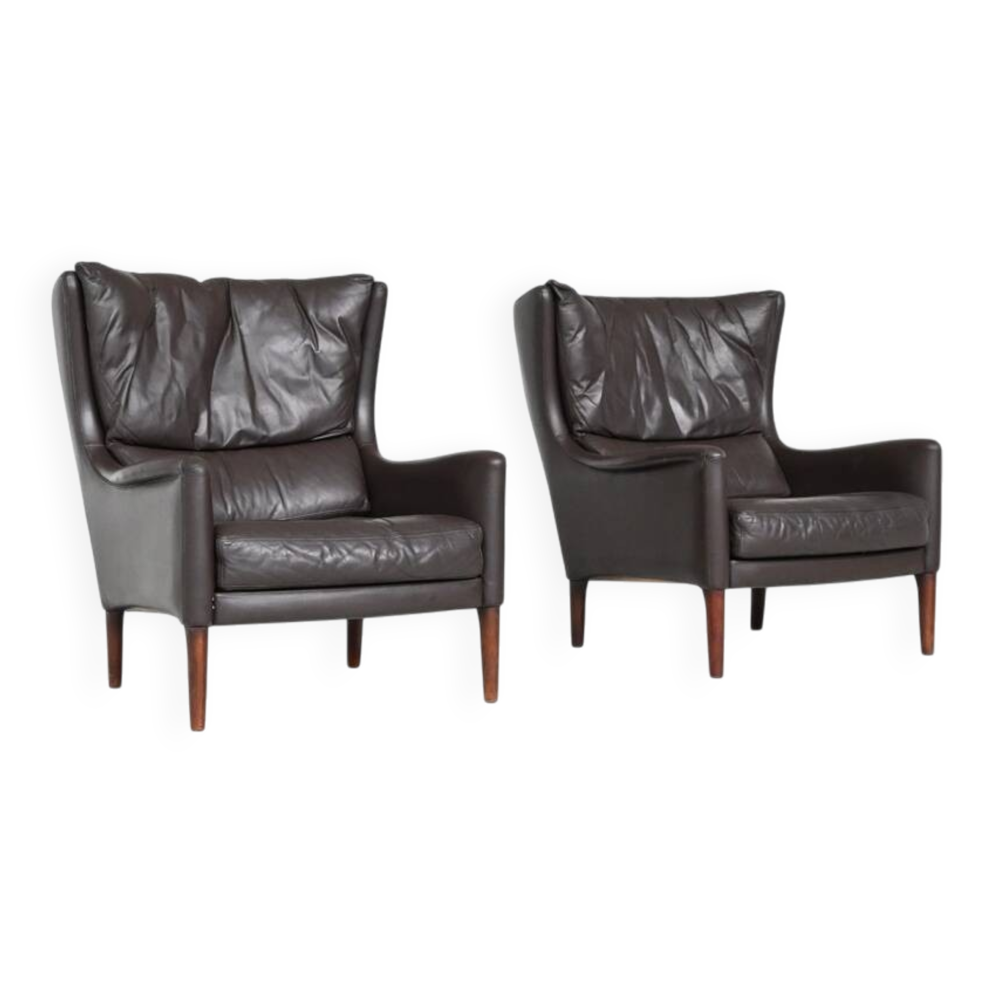 Pair of Durlet lounge chairs in brown leather Belgium 1960