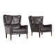 Pair of Durlet lounge chairs in brown leather Belgium 1960