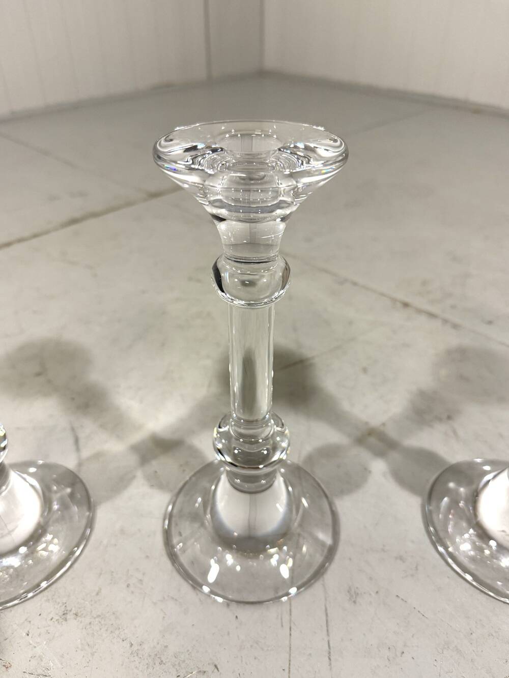 Val St Lambert crystal candle holders Belgium 1990’s