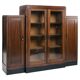Cabinet Art Déco en noyer et érable œil de perdrix de l'école d'Amsterdam avec portes en verre, années 1930