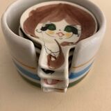 4 individual Italian ceramic stackable ashtrays with women's faces