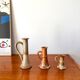 trio of 70s sandstone candlesticks