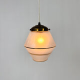 Art Deco Opaline Glass Pendant Lamp, 1930s