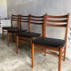 Lot de 4 chaises bois et simili cuir noir, chaise scandinave, chaise bois