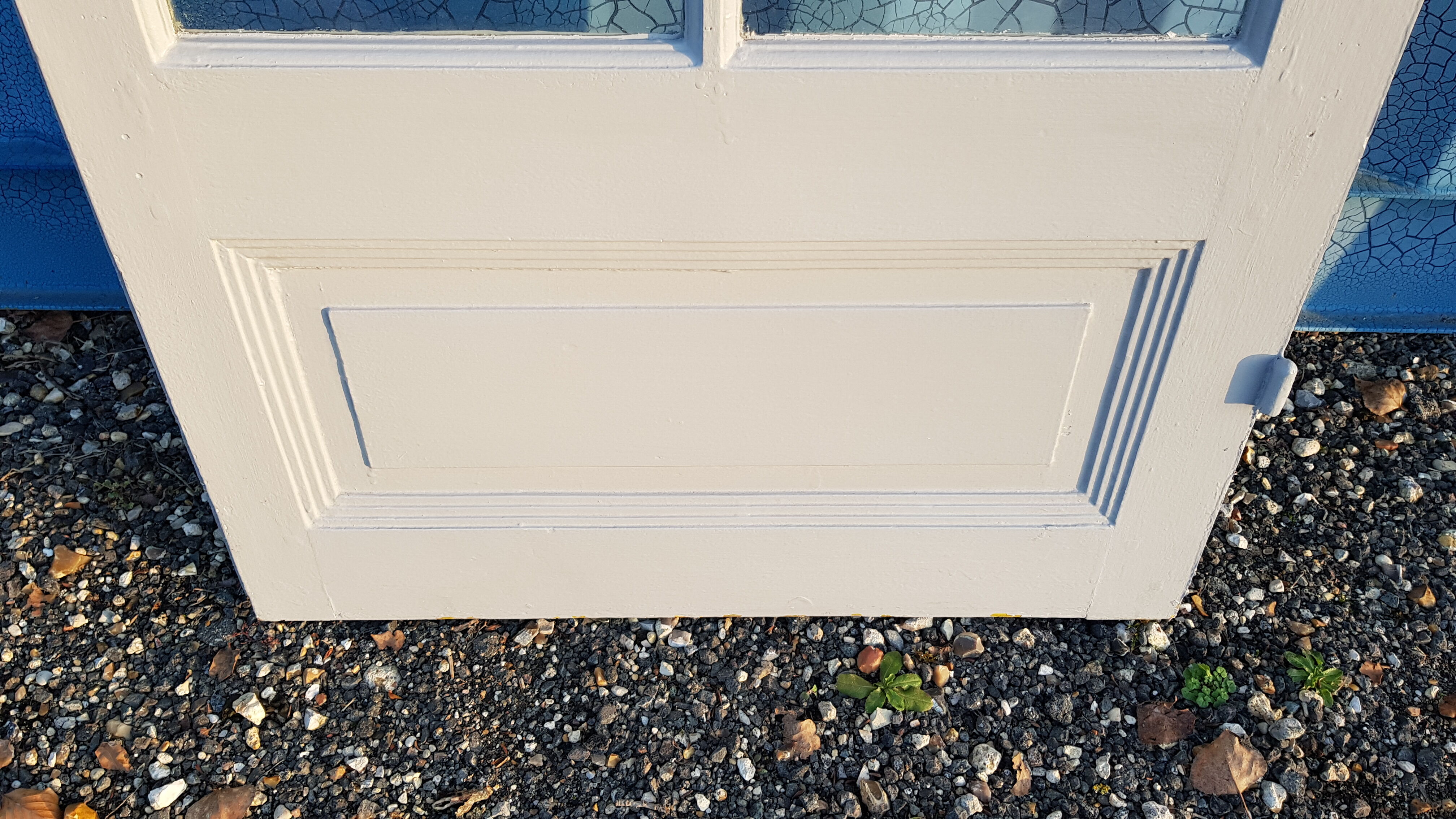 Lot of a double oak glass door