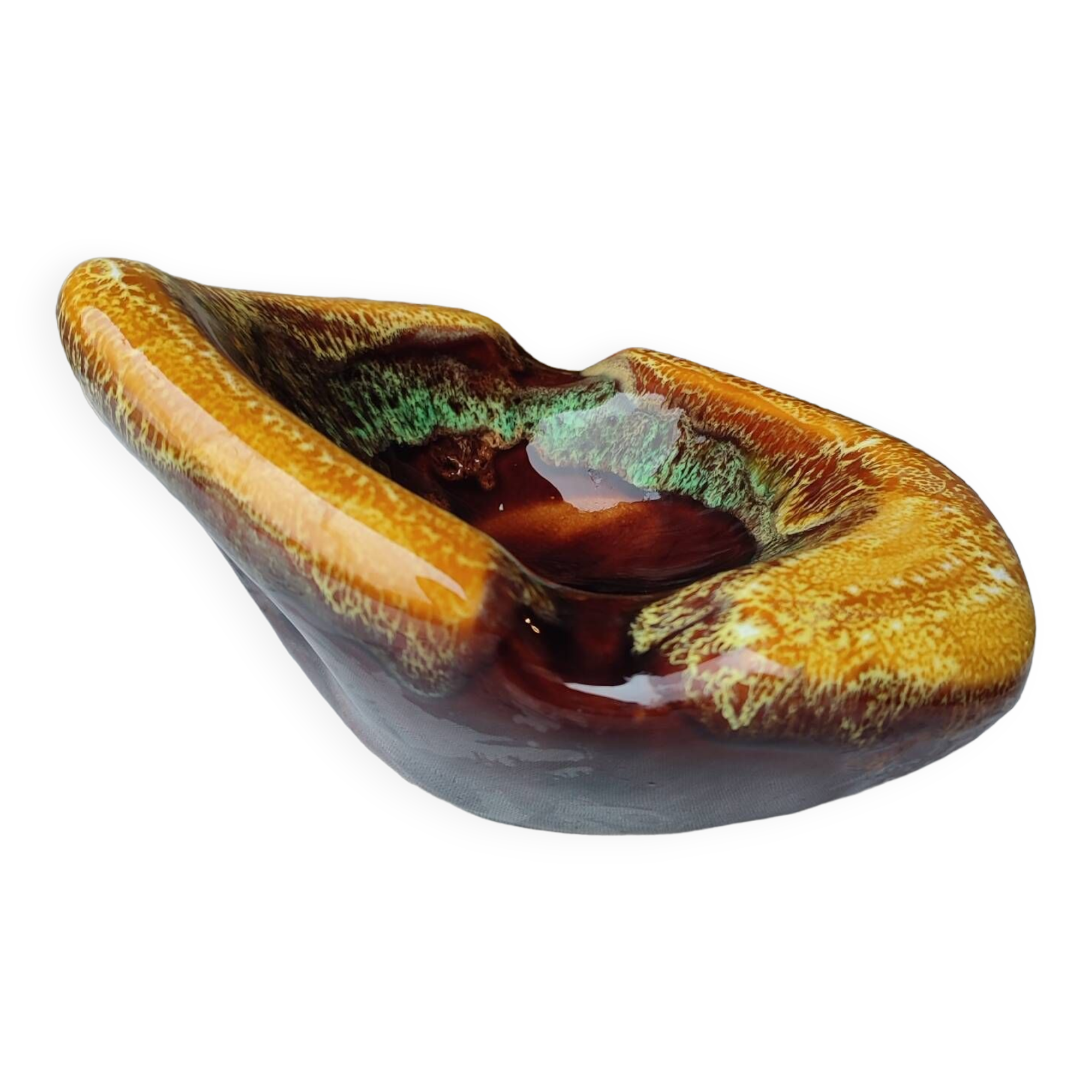 Vallauris empty pocket ashtray enameled ceramic