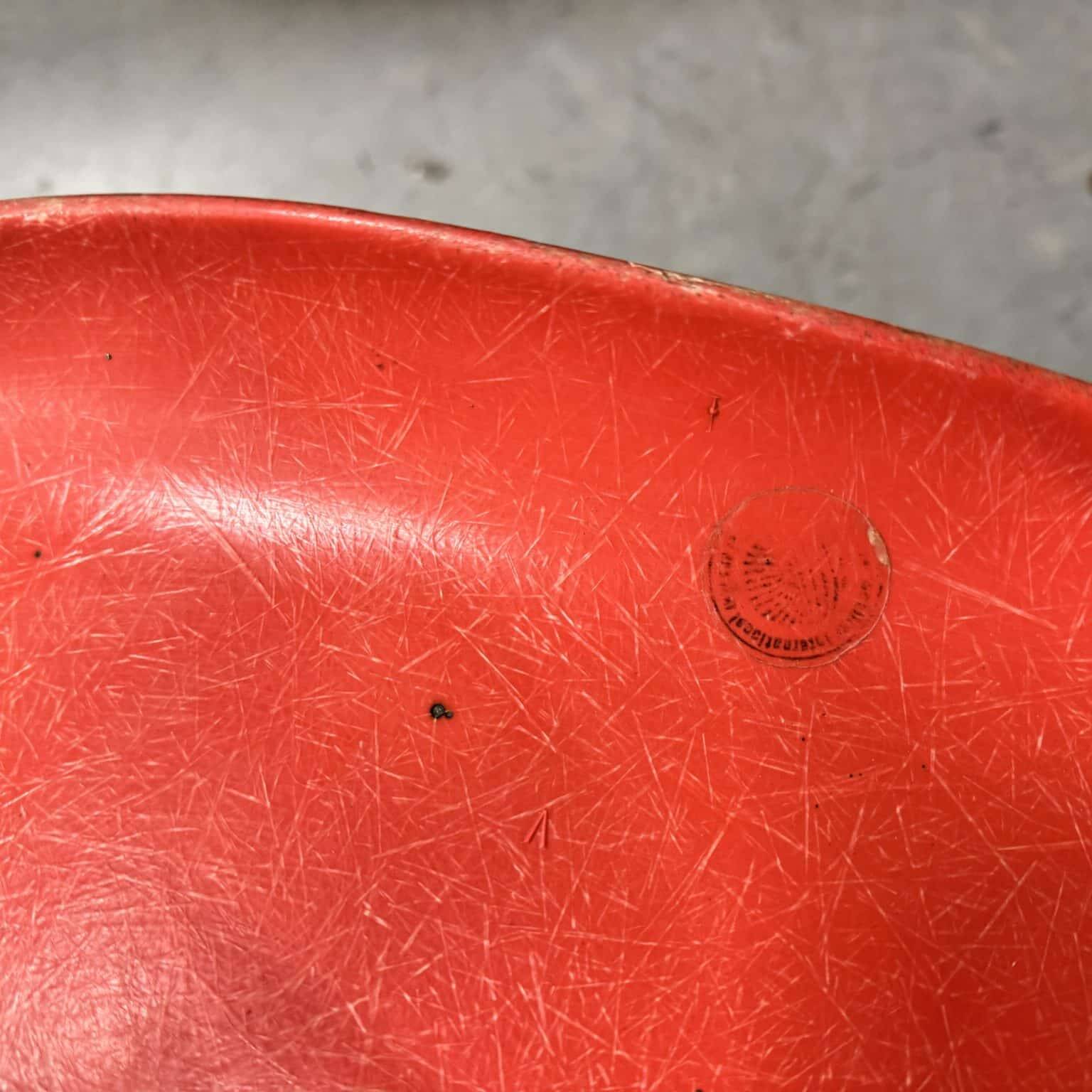 Set of 6 vintage red DSW chairs by Charles and Ray Eames