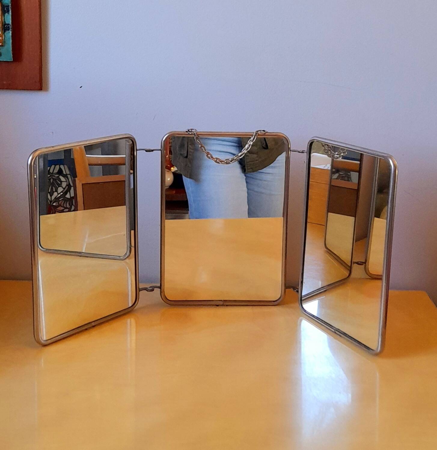 Triptych barber mirror