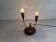 Simple double-headed table lamp in wood and brass, 1960s, Germany.