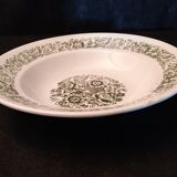 Plat de service creux ancien en porcelaine Motif Floraux verts