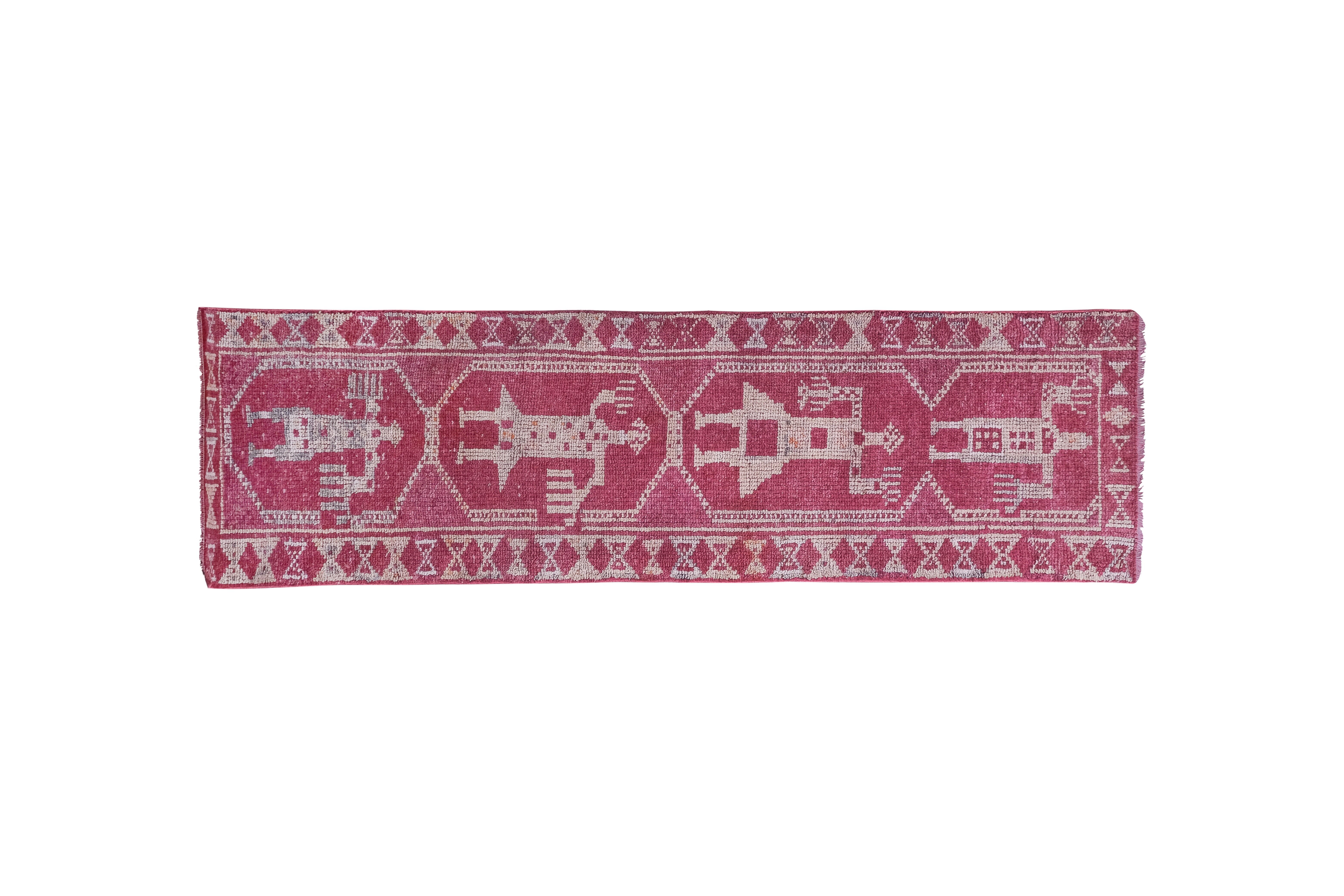 Vintage Turkish rug from Oushak, hand-woven 87x302 cm