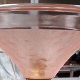 small lamp in golden regule 1930 to 40 with inter, and opaque molded glass pink ,,,23cmx17cm