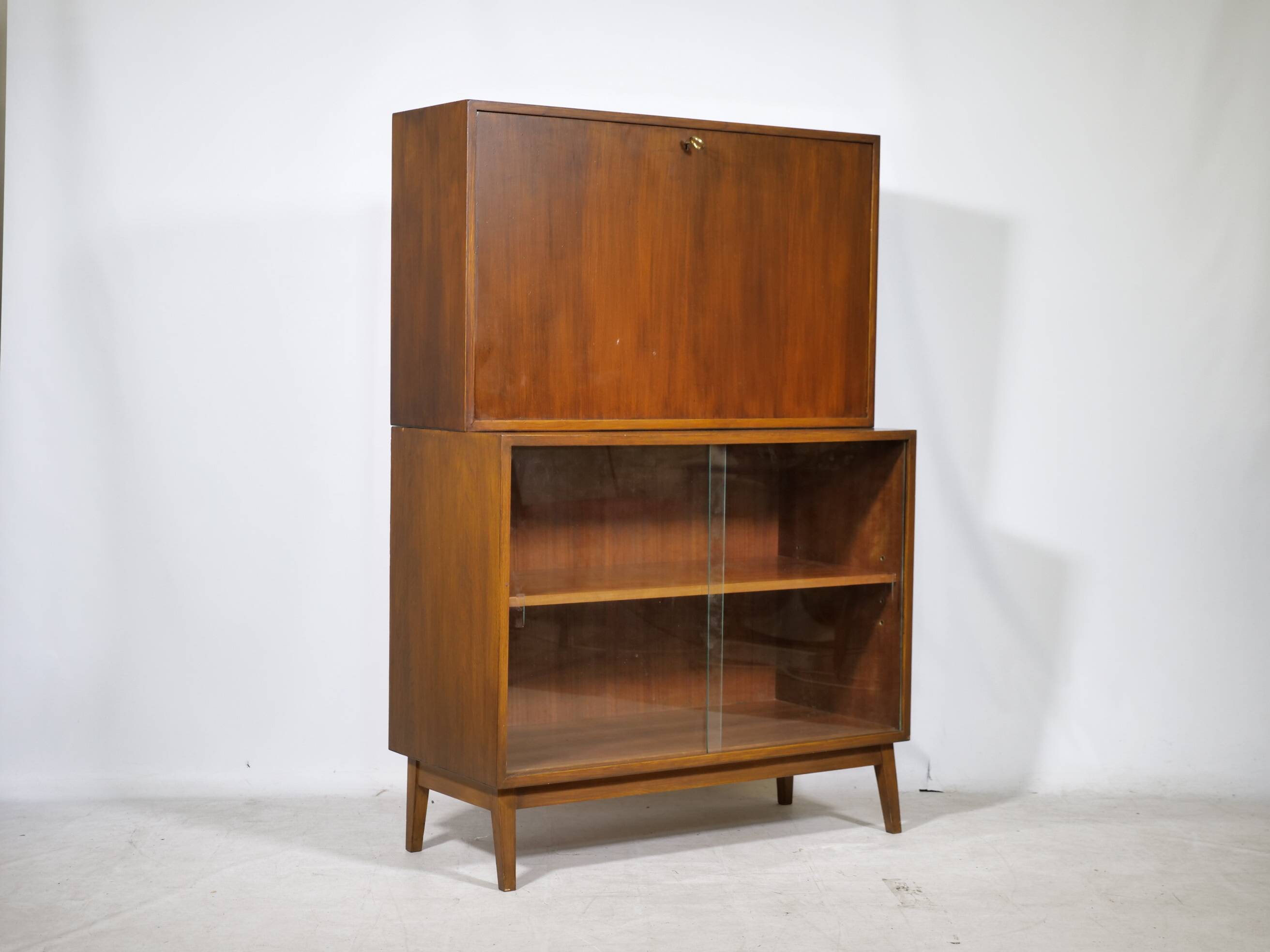 Mid Century Secretary Display Cabinet Highboard in Teak, 1960s
