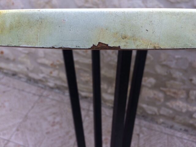 Bistro table with foot vintage cast iron