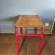 School desk in oak and red metal 1960