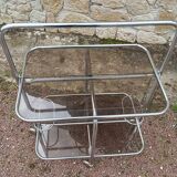 Vintage iron and smoked glass serving trolley