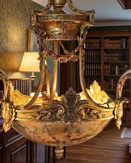 lustrous gold bronze and alabaster