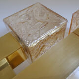 Wall lamp vintage kalmar austria, brass & glass, 70s