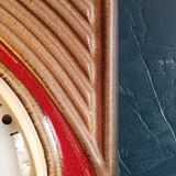 Vintage ceramic clock silent wall clock square "Peter red brown"