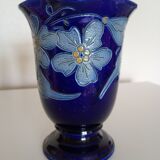 Betschdorf Schmitter Alsace stoneware, cobalt - Corolla vase with flowers