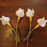 Deux paires appliques Tulipes années 60