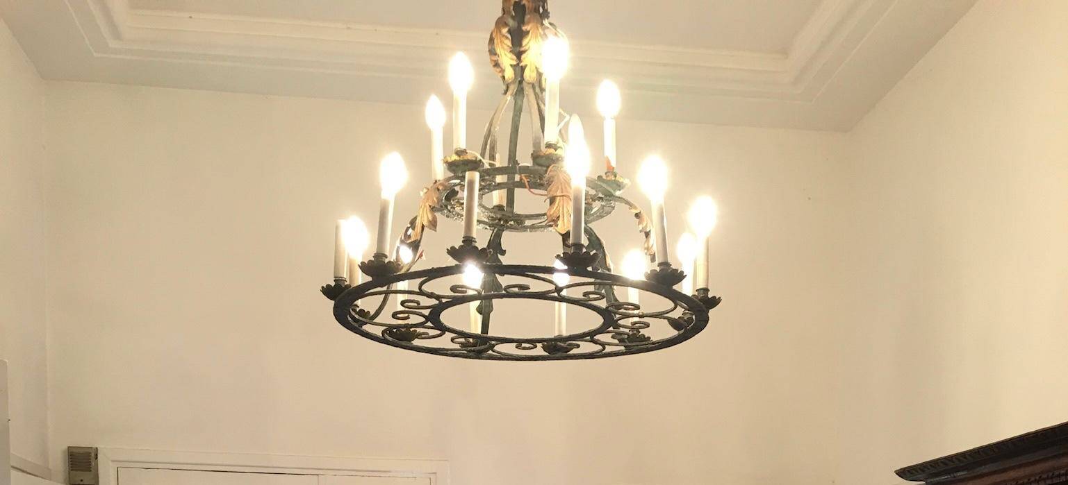 Antique wrought iron chandelier – 12 lights