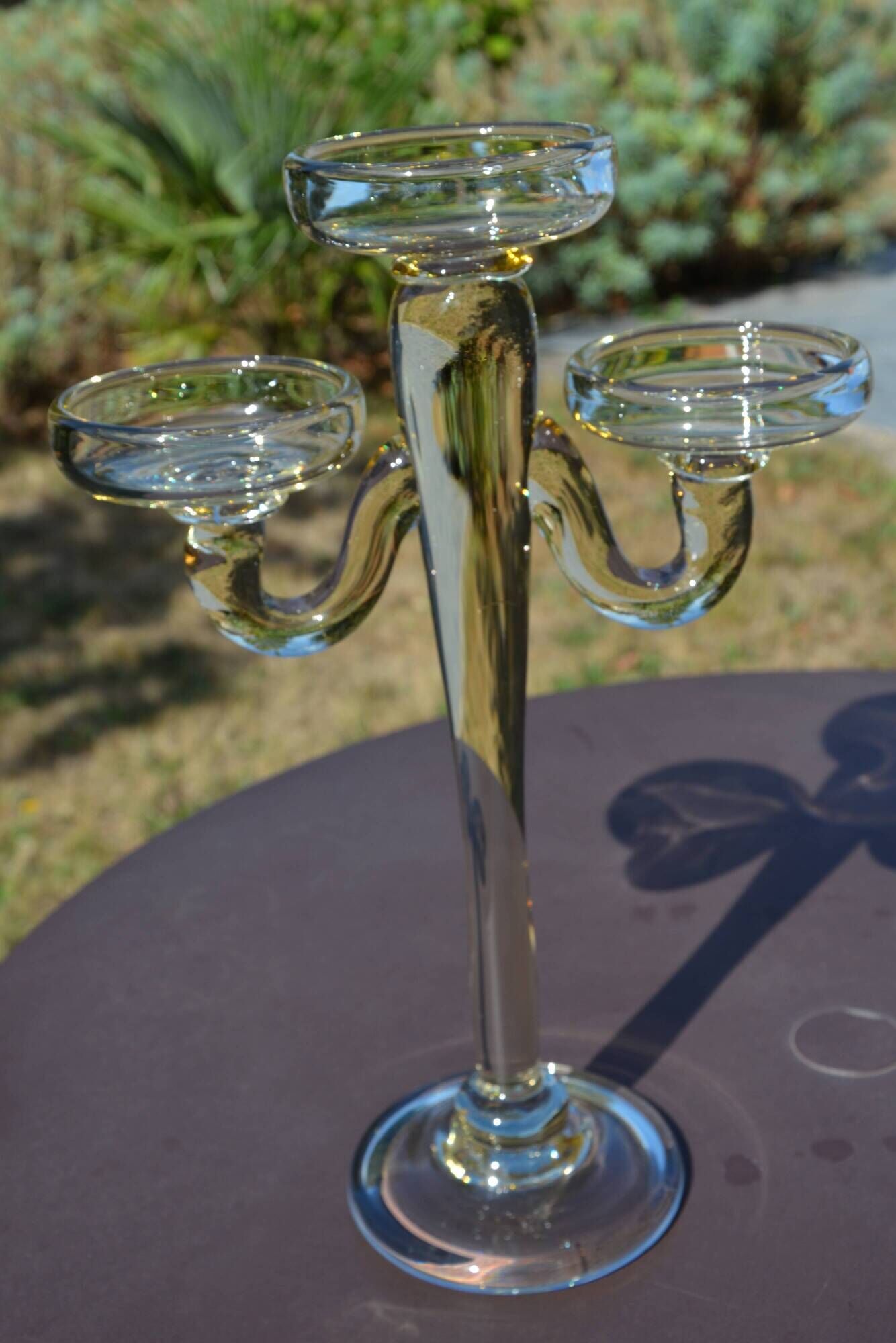 Large blown glass chandelier with bubbles