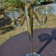 Large blown glass chandelier with bubbles